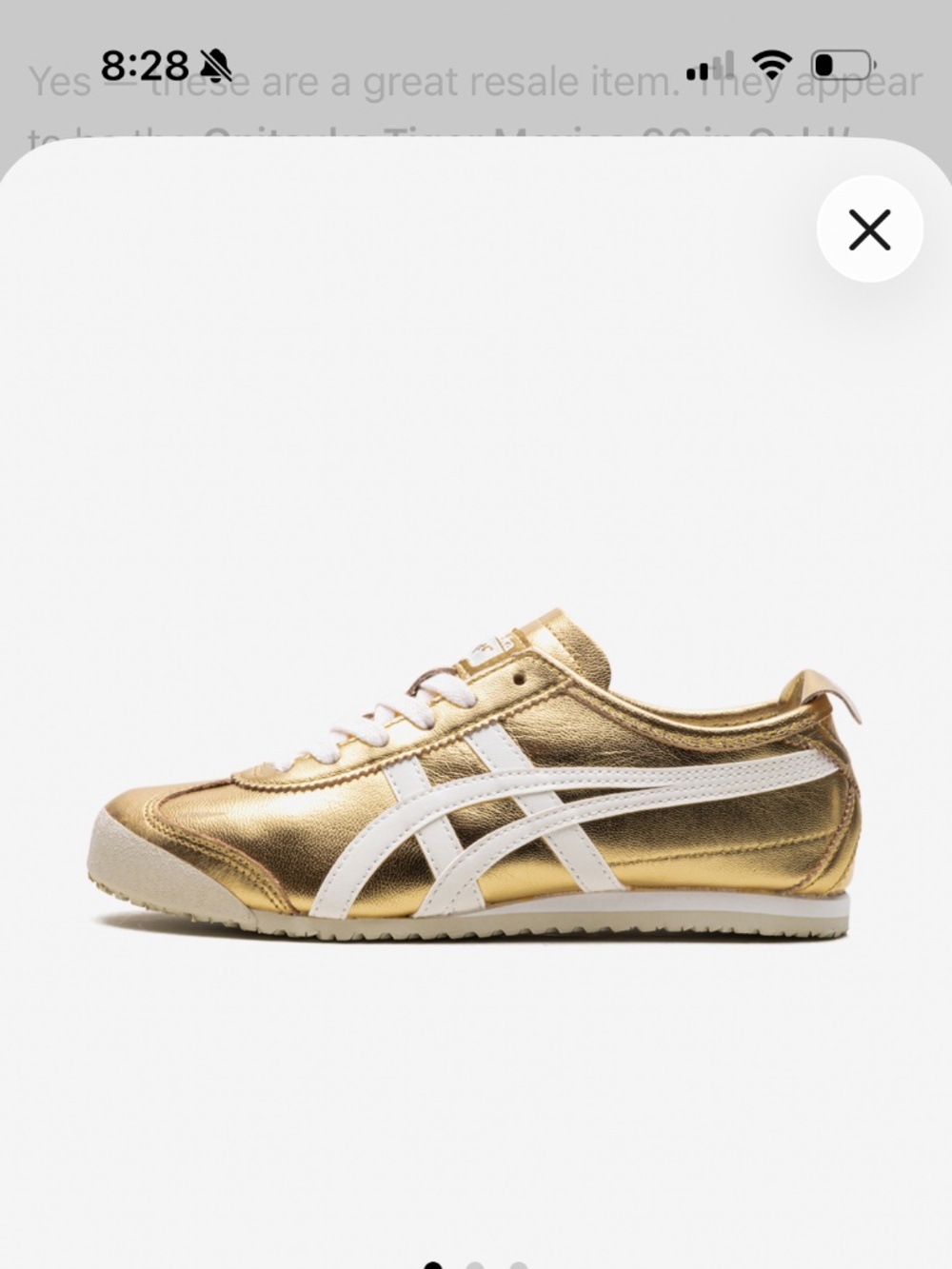 Onitsuka Tiger Mexico 66 Metallic Gold White Leather Sneakers